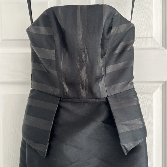 Designer HANH MERRIMAN Black Strapless Evening Cocktail Dress Gown Peplum 2 - Picture 3 of 10